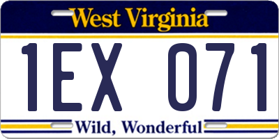 WV license plate 1EX071