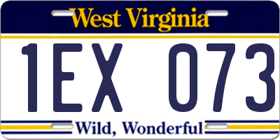 WV license plate 1EX073