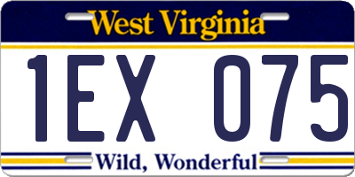 WV license plate 1EX075