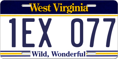 WV license plate 1EX077