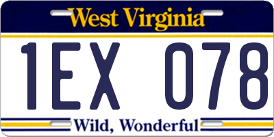 WV license plate 1EX078
