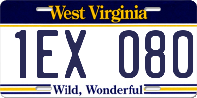 WV license plate 1EX080