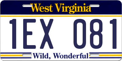 WV license plate 1EX081