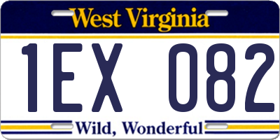 WV license plate 1EX082