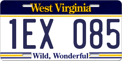 WV license plate 1EX085