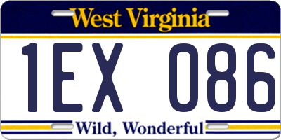 WV license plate 1EX086