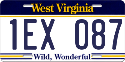 WV license plate 1EX087