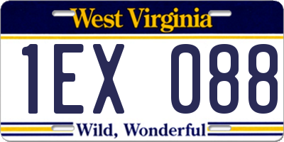 WV license plate 1EX088