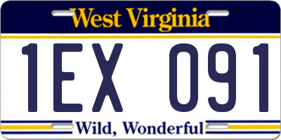 WV license plate 1EX091