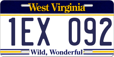 WV license plate 1EX092