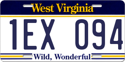 WV license plate 1EX094