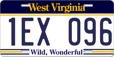 WV license plate 1EX096