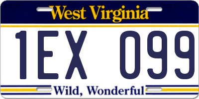 WV license plate 1EX099