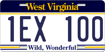 WV license plate 1EX100