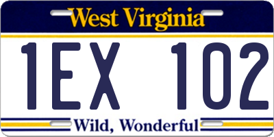WV license plate 1EX102