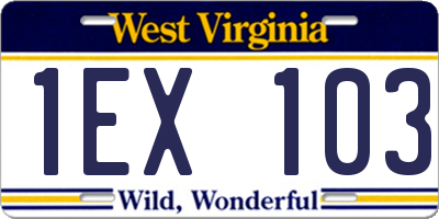 WV license plate 1EX103