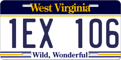 WV license plate 1EX106