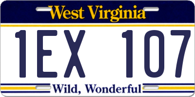 WV license plate 1EX107