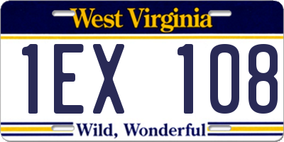 WV license plate 1EX108