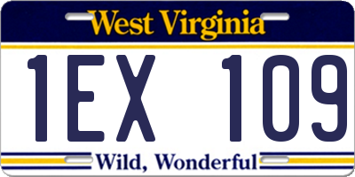 WV license plate 1EX109