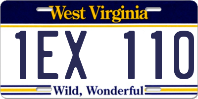WV license plate 1EX110
