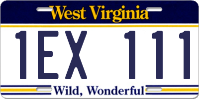 WV license plate 1EX111