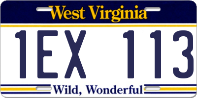 WV license plate 1EX113