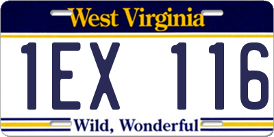 WV license plate 1EX116