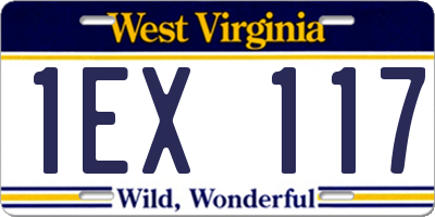 WV license plate 1EX117
