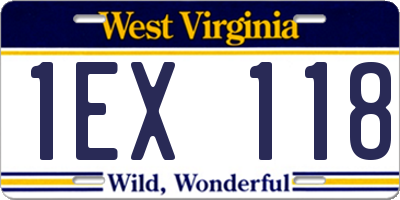 WV license plate 1EX118