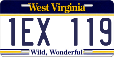 WV license plate 1EX119