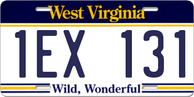 WV license plate 1EX131