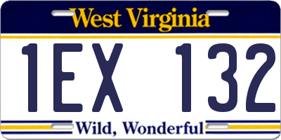 WV license plate 1EX132