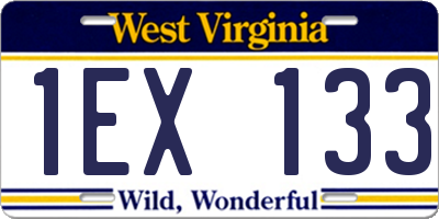 WV license plate 1EX133