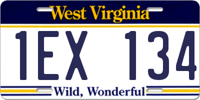 WV license plate 1EX134