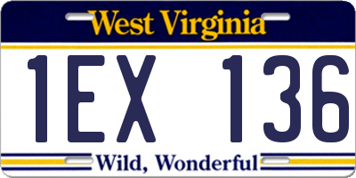 WV license plate 1EX136