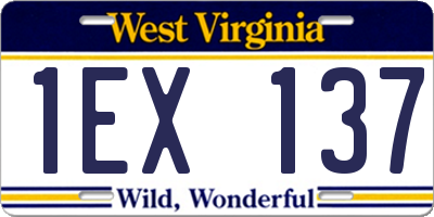 WV license plate 1EX137