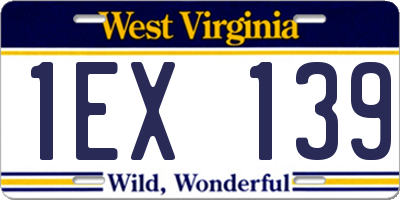 WV license plate 1EX139