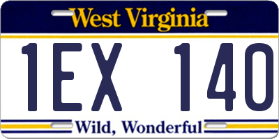 WV license plate 1EX140
