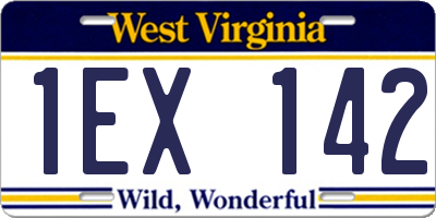 WV license plate 1EX142