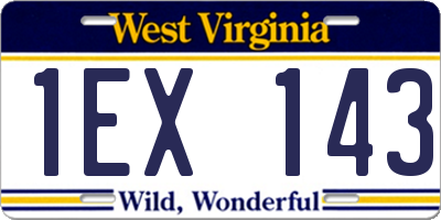 WV license plate 1EX143