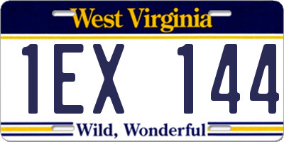 WV license plate 1EX144