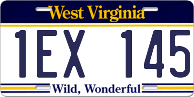 WV license plate 1EX145