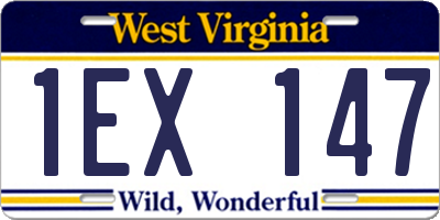 WV license plate 1EX147