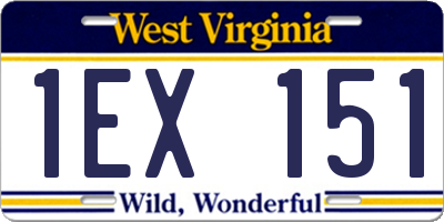 WV license plate 1EX151