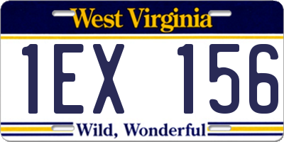 WV license plate 1EX156