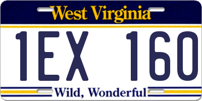 WV license plate 1EX160