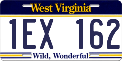 WV license plate 1EX162
