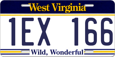 WV license plate 1EX166