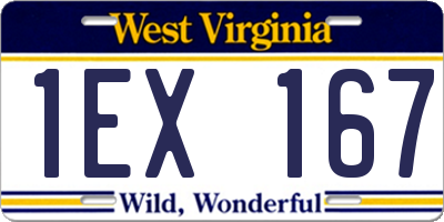 WV license plate 1EX167
